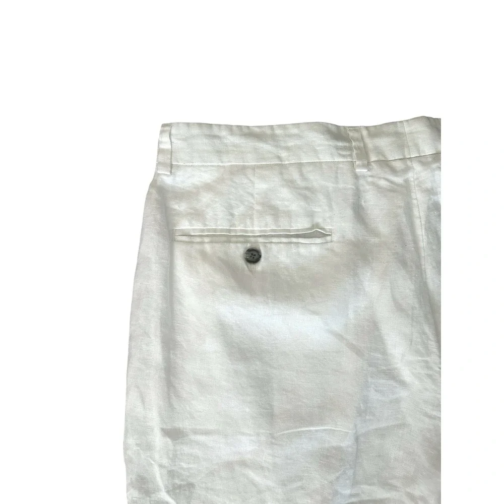 Tasso Elba 100% Linen Chino Pants White Semi Sheer 36x27 Coastal‎ Lightweight